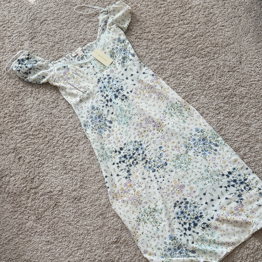 Monteau Cream Dress with Floral Design